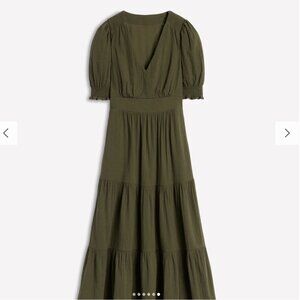 Boden Anna Double Cloth Midi Dress in Woodland Green 14